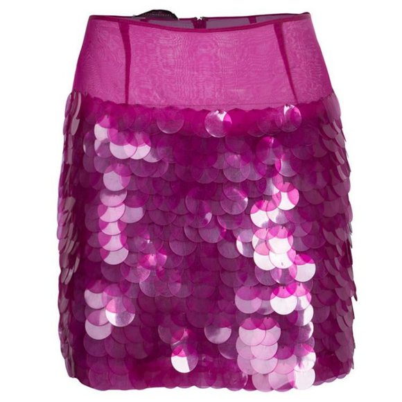 Stella McCartney Fuchsia Sparkles Huge Sequin Disco Mini Skirt, Size 42 - Picture 4 of 8